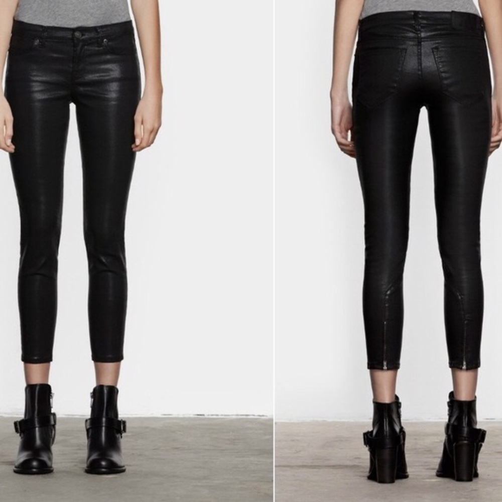 -SOLD- All Saints Brodie Petrol Wax Coated Jeans - Picture 8 of 8